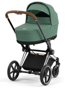 Коляска 3 в 1 Cybex Priam IV Chrome Brown complete и автокресло Aton S2 i-Size Ocean Blue Leaf Green