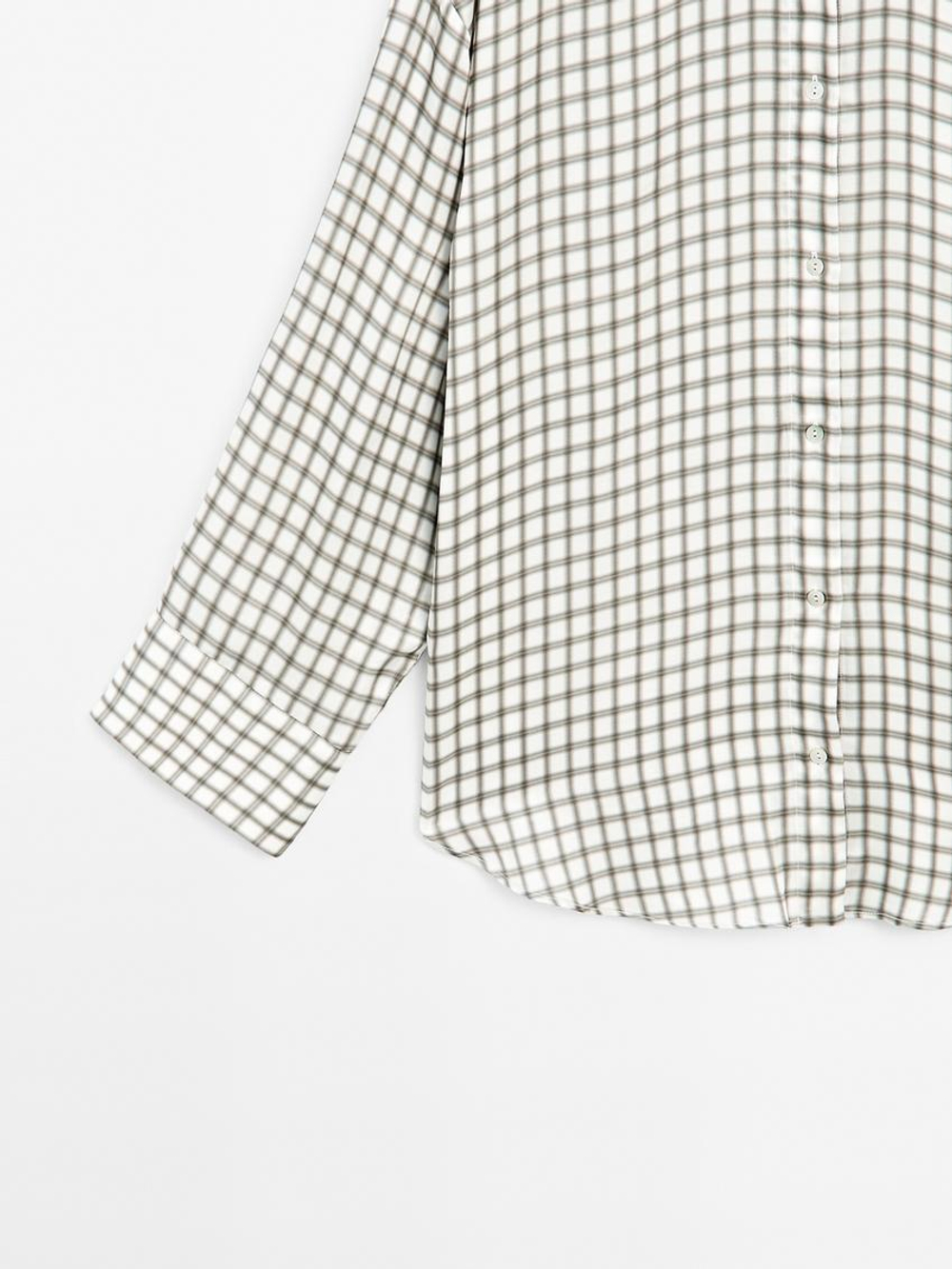 Massimo Dutti Струящаяся рубашка в клетку, жемчужно-серый