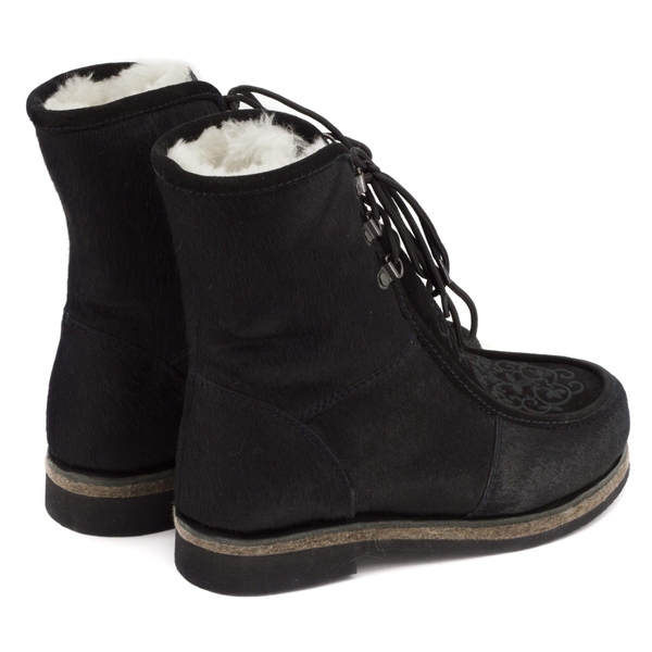 Унты-ботиночки женские из меха пони и замши