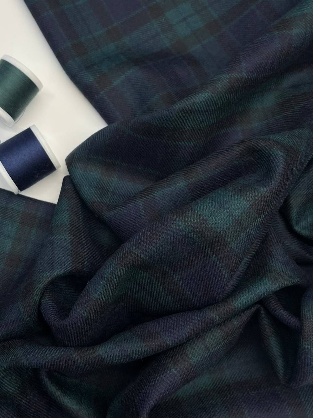 Шерсть костюмно-плательная Burberry в сине-зеленую клетку