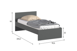 Денвер кровать односпальная 0,9х2,0 графит