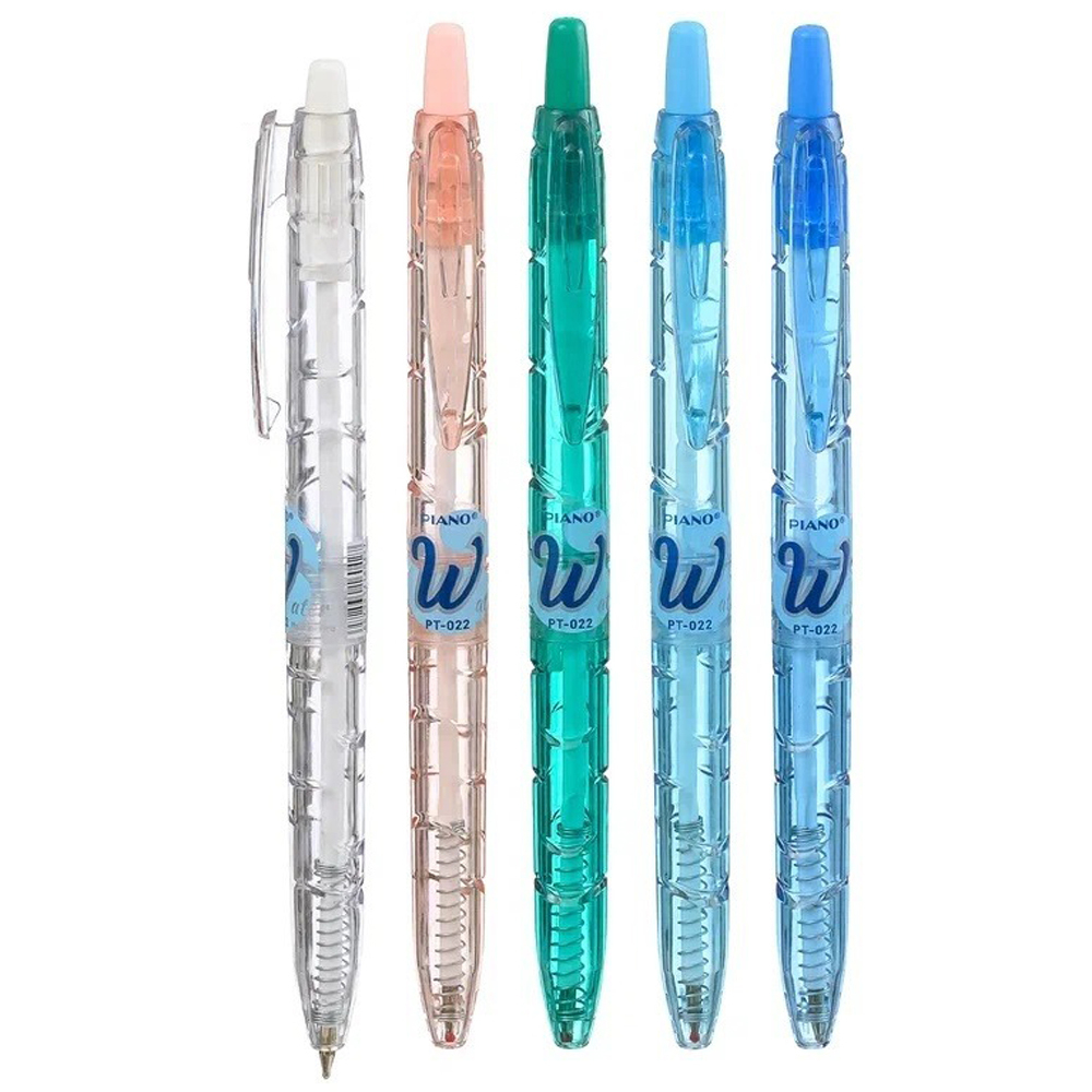 Ручка шариковая, масляная, автоматическая, Piano, синие чернила, прозрачный цветной корпус, набор 50 шт