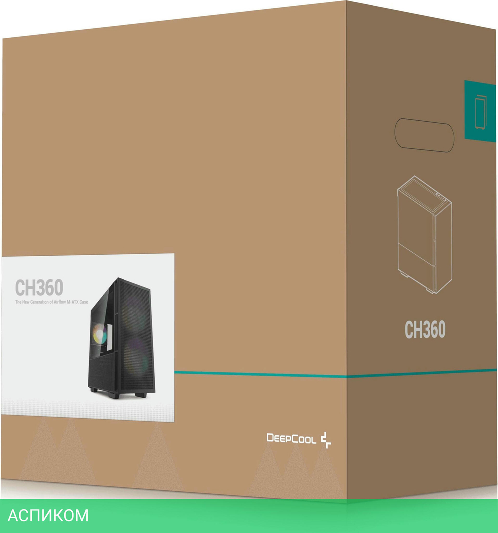 Корпус DeepCool CH360 mATX без БП Black (R-CH360-BKAPE3-G-1)