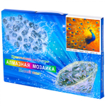 Алмазная мозаика Alingar, на подрамнике, с полным заполнением, (глянц), 40х50 см, 25 цветов, "Павлин"