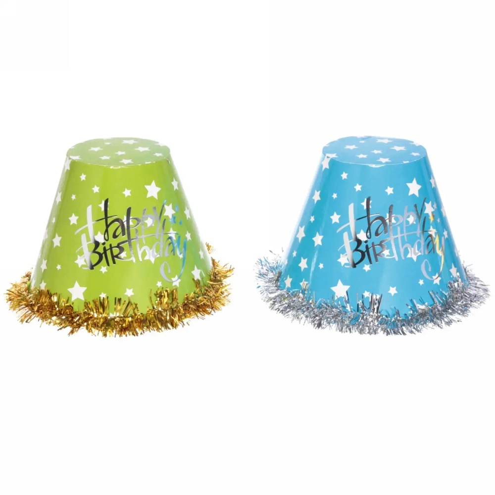 Шляпа праздничный «С днем рождения» с мишурой