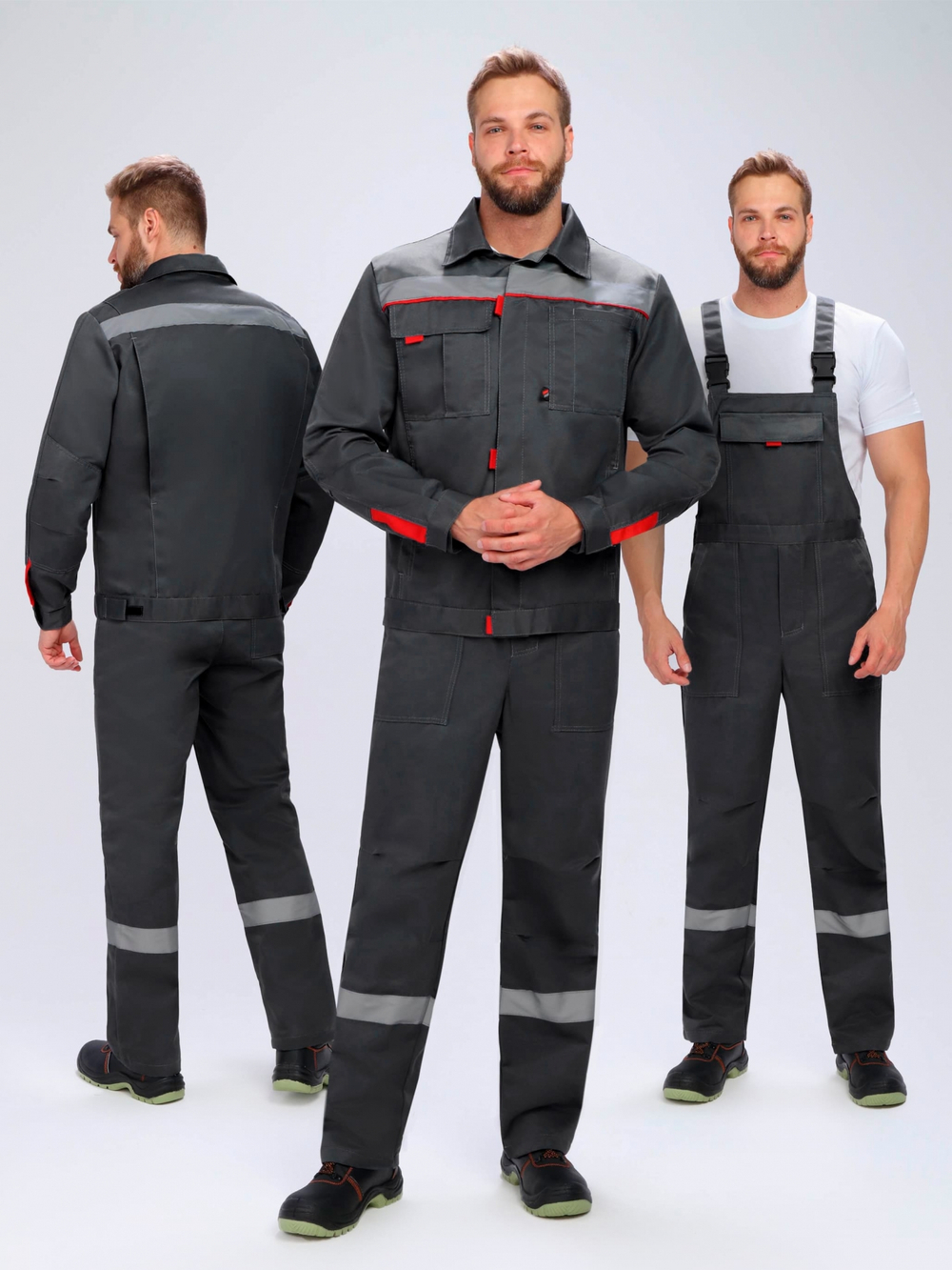 Костюм Флофт-2 Премиум СОП (тк.Смесовая,240) п/к, т.серый/серый/красный