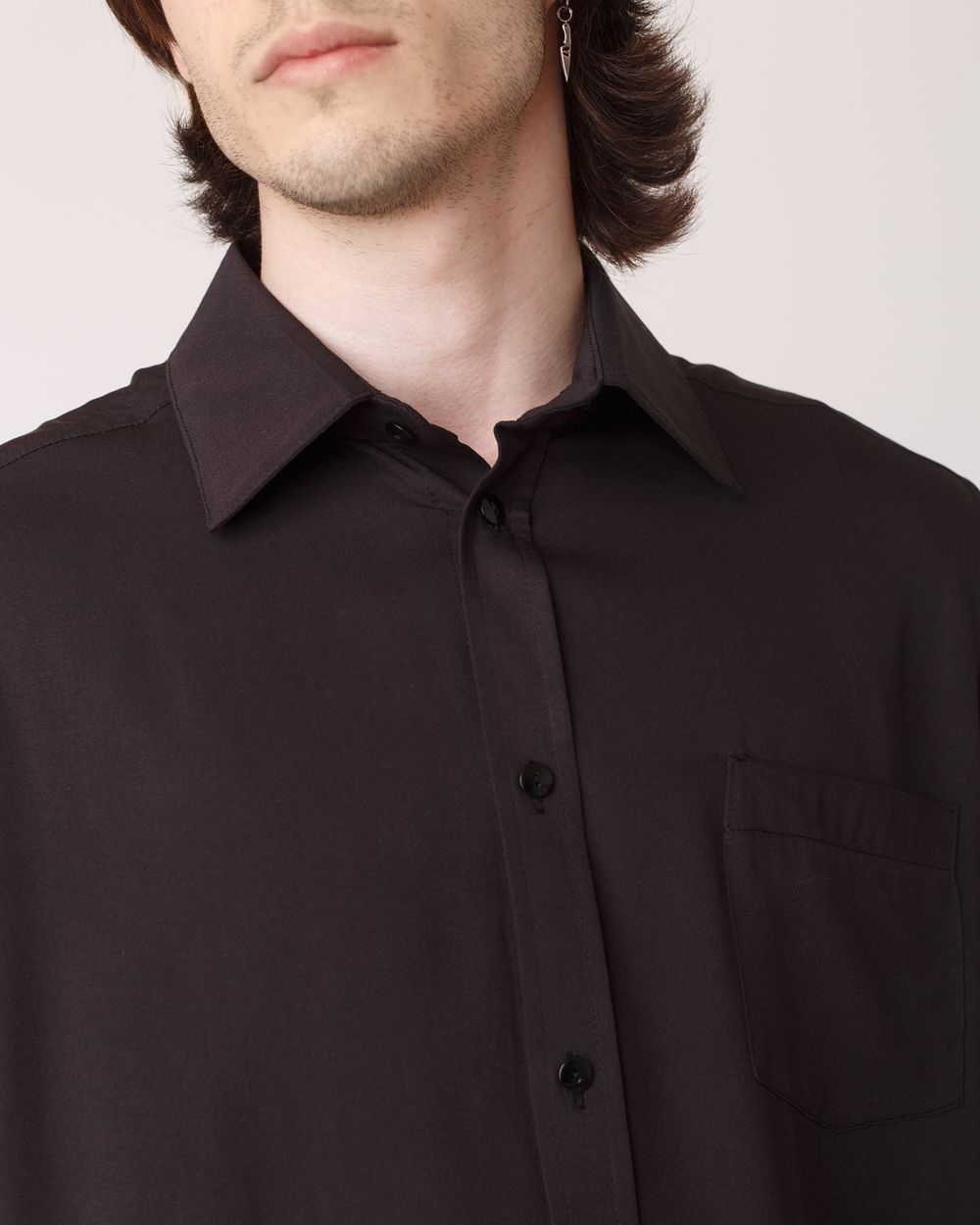 Рубашка FOS с коротким Рукавом Мужская Черная