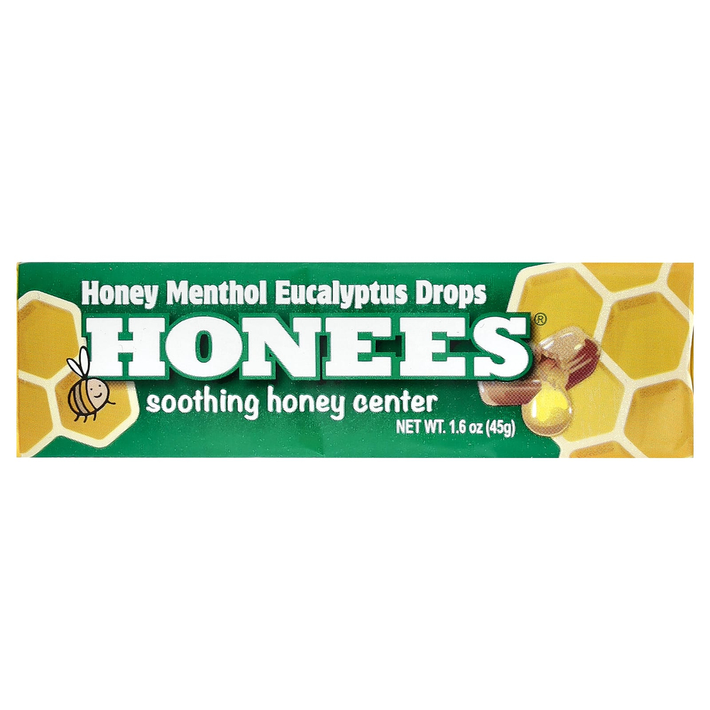 Honees, леденцы с мёдом, ментолом и эвкалиптом, 9 шт., 45 г (1,6 унции)