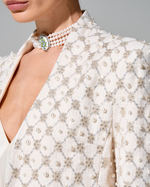 Кардиган из премиального твида с отделкой жемчугом