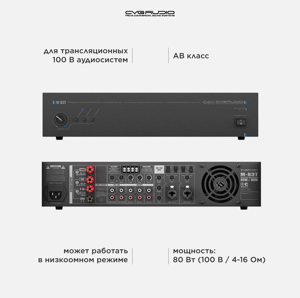 CVGAUDIO M-83T усилитель для фоновой музыки 100V