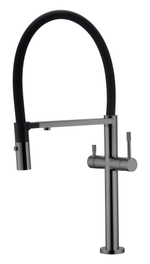 Смеситель для кухни UNO Shine Gun Metal c краном для питьевой воды