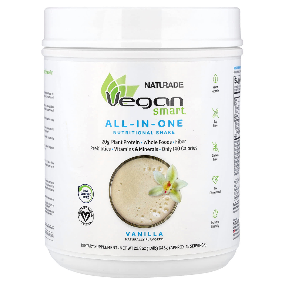 VeganSmart, Универсальный питательный коктейль, ваниль, 645 г (1,4 фунта)