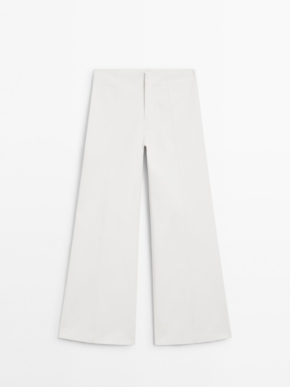 Massimo Dutti Широкие брюки с декоративными швами - Studio, кремовый