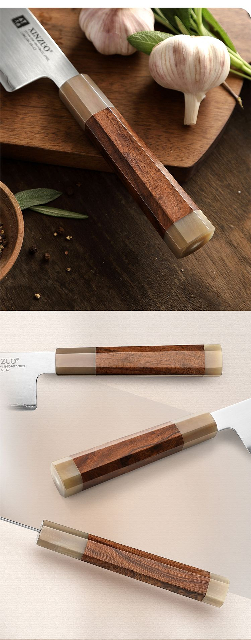 Кухонный нож Xinzuo X05Z Bunka нож 8,3 дюймов клинок ZDP189 рукоять железное дерево и кость, длина лезвия 21 см