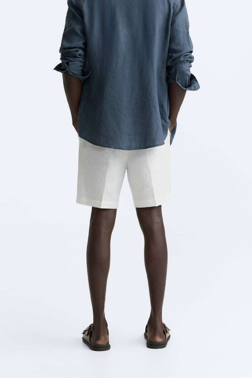 ZARA ШОРТЫ ИЗ 100% ЛЬНА, БЕЛЫЙ