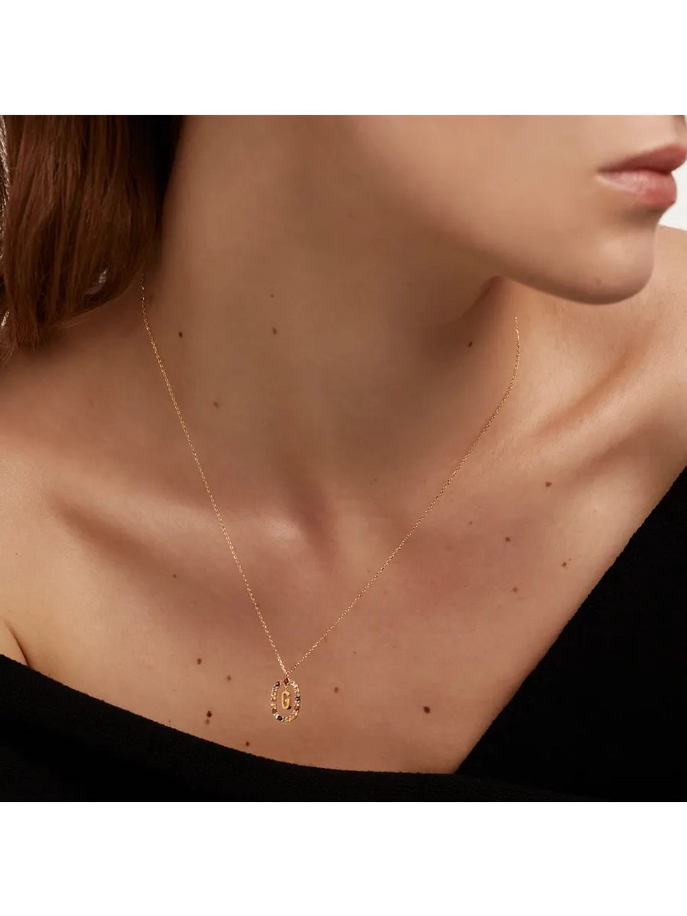 Колье Буква G серебро 925 пробы покрытое золотом
