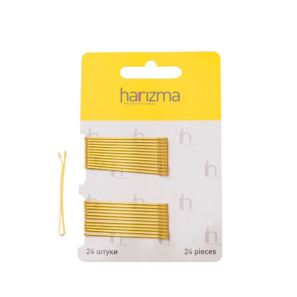 Harizma Невидимки прямые золотистые, 50 мм (24 шт) h10535-19