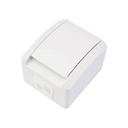 Розетка одноместная (керамика) INDUSTRIAL IP54 с/з, о/у, белая KRANZ