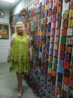 Сарафан JK с вышивкой и цветочным узором цвет размытый зеленый free size