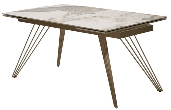 Стол ACERRA NEW 160 GLOSS LUXURY PANDORA SOLID CERAMIC/ каркас цвета шампань