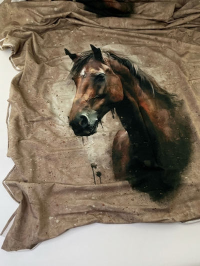 КОНЬ НА ПЕСОЧНОМ ФОНЕ - Кулирка с лайкрой, компакт пенье (ДЖ65 Маша)