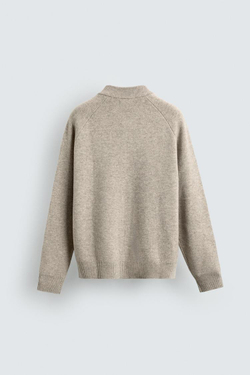 ZARA ШЕРСТЯНОЙ КАРДИГАН, СЕРЫЙ/БЕЖЕВЫЙ