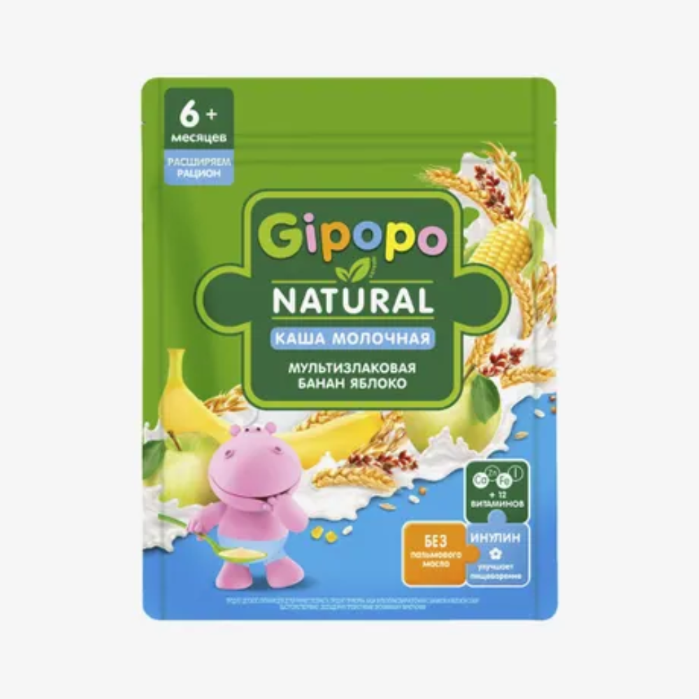 Каша молочная Gipopo 5 злаков банан,яблоко 180 гр