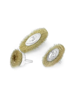 Набор щёток со шпильками из 6 предметов: плоские 40,50,65,75,100мм и чашка 50 мм, латунированных,Pobedit