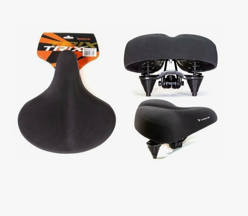 Седло TRIX комфорт для круизера 270x255 мм, с двойными пружинами, черное (16)