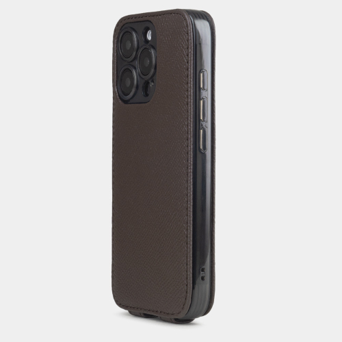 Чехол iPhone 16 Pro Max натуральная кожа сафьяно, коричневого цвета