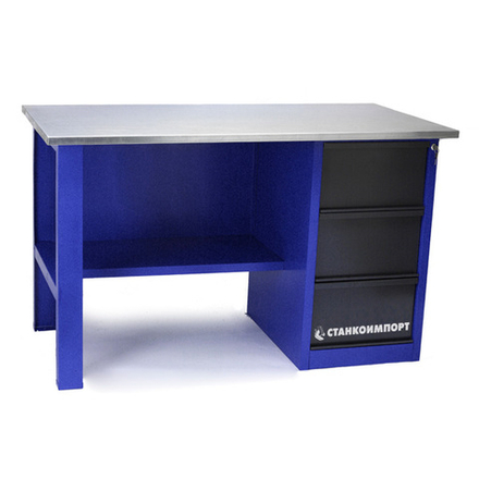 Стол для слесарных работ 1400 мм однотумбовый с 3-мя ящиками без экрана