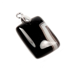 Кулон "Багетик" агат черный асс.