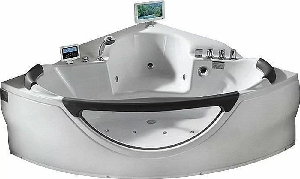 Ванна акриловая Gemy Glass Panel G9025-II K 155х155 белая с гидромассажем