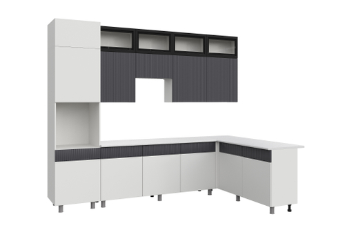 Кухонный гарнитур София 3м, Белый, Бланж, Графит матовый, Антарес