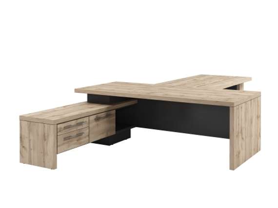 Стол левый 2200х2000х750 с опорной тумбой и брифингом 1700 T-922L.0000-02