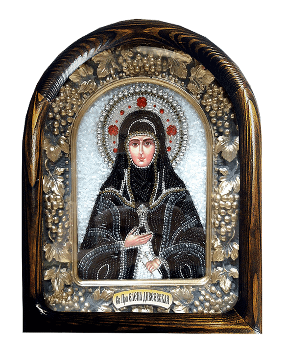 Дивеевская икона святая преподобная Елена Дивеевская, печать, бисер