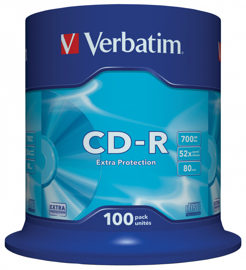 Оптический диск Verbatim CD-R 700MB 52X Extra Protection, Spindle, 100 шт