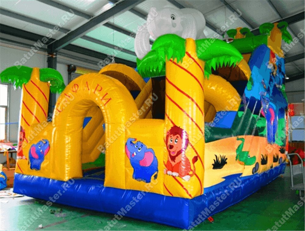 Детский надувной батут-горка "Задорный слонёнок"