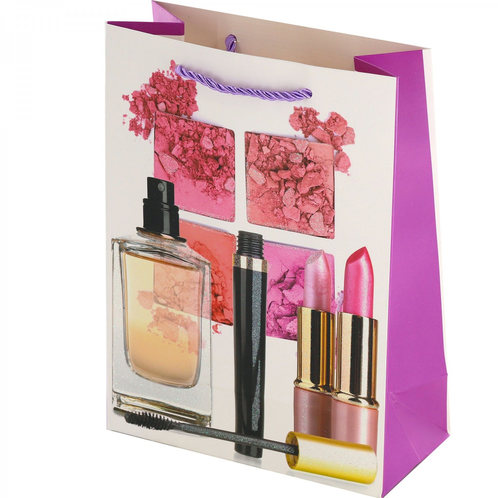 Пакет подарочный бумажный Alingar, (XL) 31х40х12 см, "Для нее", ламинация, глиттер, (4 дизайна в коробе)