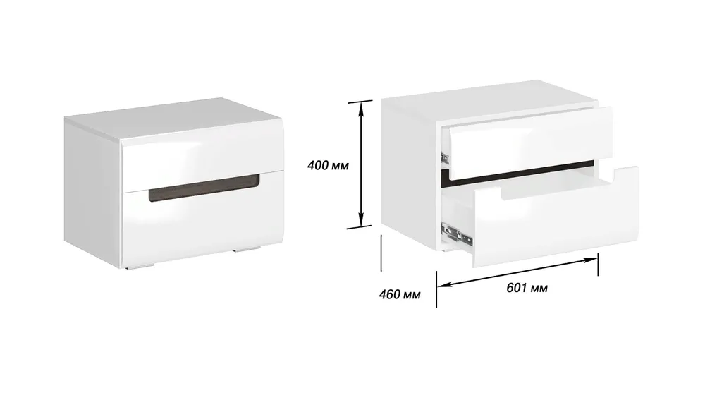 Тумба прикроватная Стокгольм белый/белый глянец