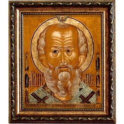 Святитель Никола (Великорецкий) Вятский со Святыми. Копия стариной иконы на холсте.
