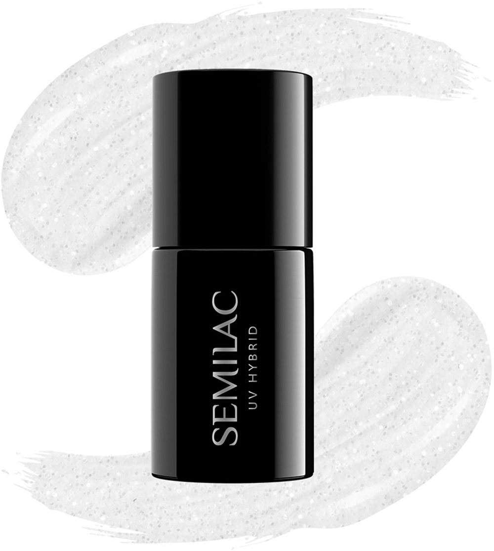 Semilac UV Hybrid Black & White - Гибридный лак для ногтей оттенок 091 Glitter Milk, 7 ml