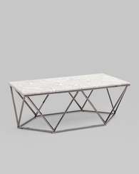 Журнальный столик Авалон 122*66 серый мрамор сталь темный хром