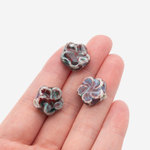 Бусина в форме цветка, 15,5*6мм, бордово-синяя, глазурированный фарфор