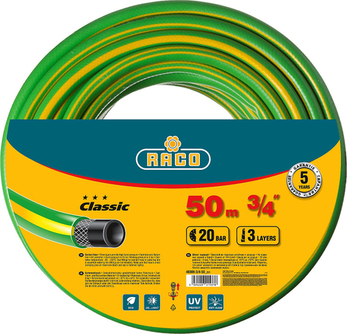 Поливочный шланг RACO CLASSIC 3/4″ 50 м 20 атм трёхслойный армированный