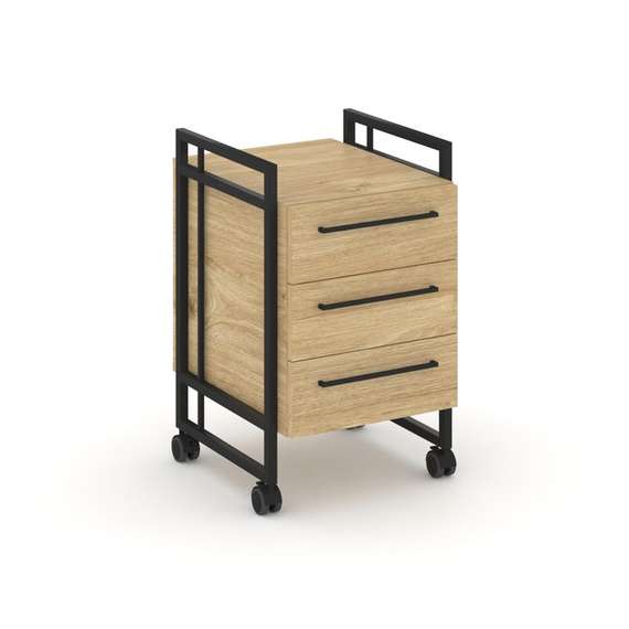 Rift Direct Тумба мобильная RF.TMR-001 Тиквуд Светлый/Металл Черный/Черный Ручки 424*500*680