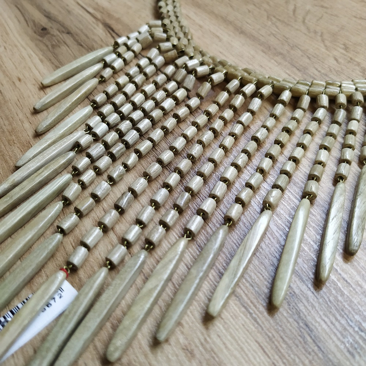 Колье Римлянка, 19 подвесов, дерево, цвет бежевый, 48 см