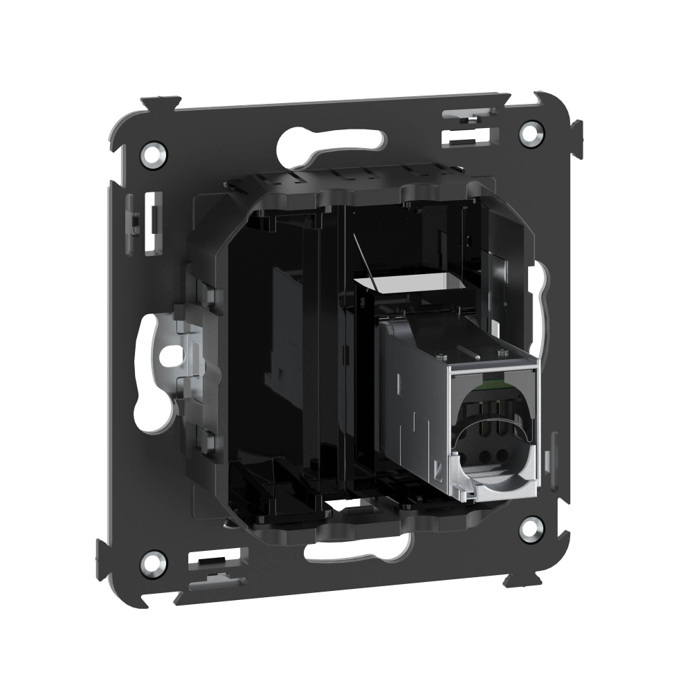 Компьютерная розетка RJ-45 в стену, кат.5e одинарная экранированная, "Avanti","Черный квадрат"