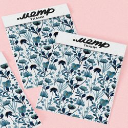 Ткань ниагара голубые лотосы