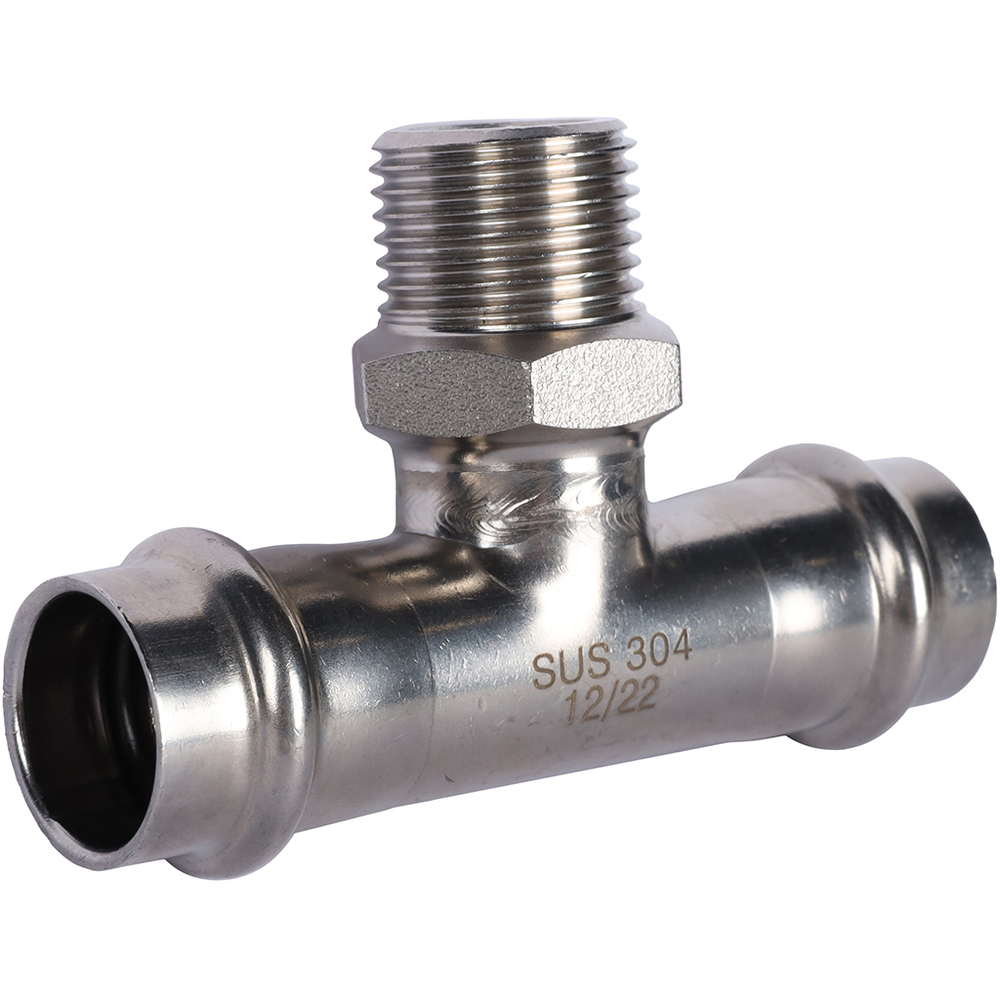 ROMMER Тройник с НР 18x1/2" из нержавеющей стали прессовой